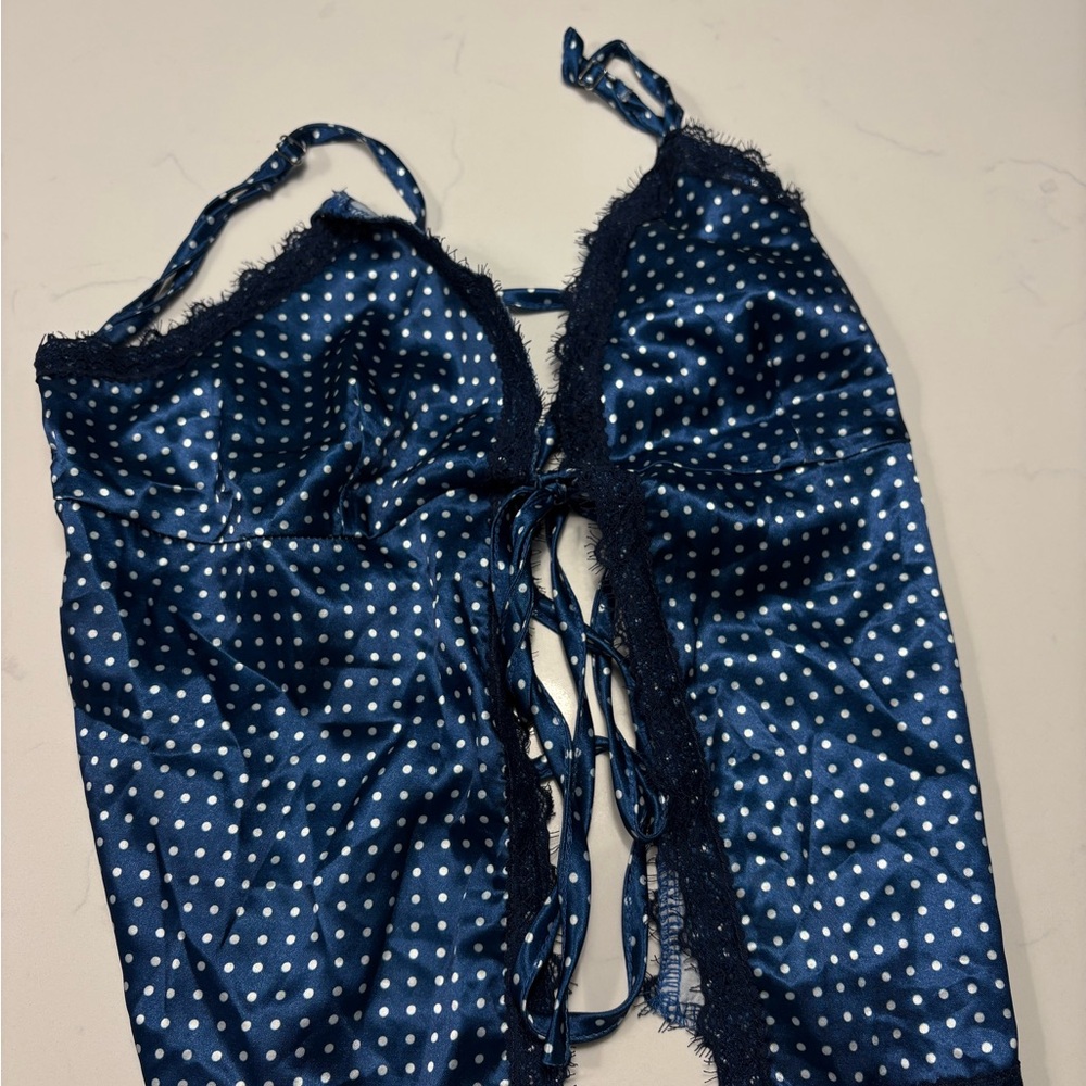 Navy Polka Dot Satin Cami Top
